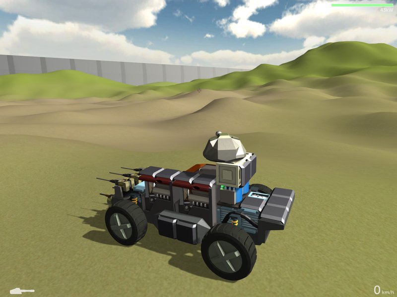 A vehicle parked on an open desert dune map, the game's Dust Bowl environment test